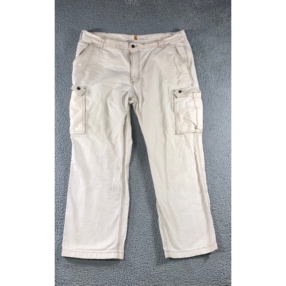 Carhartt Other - Carhartt Cargo Pants Men 42x30 Relaxed Fit Cream Work Grunge Thrashed Fit 40x29
